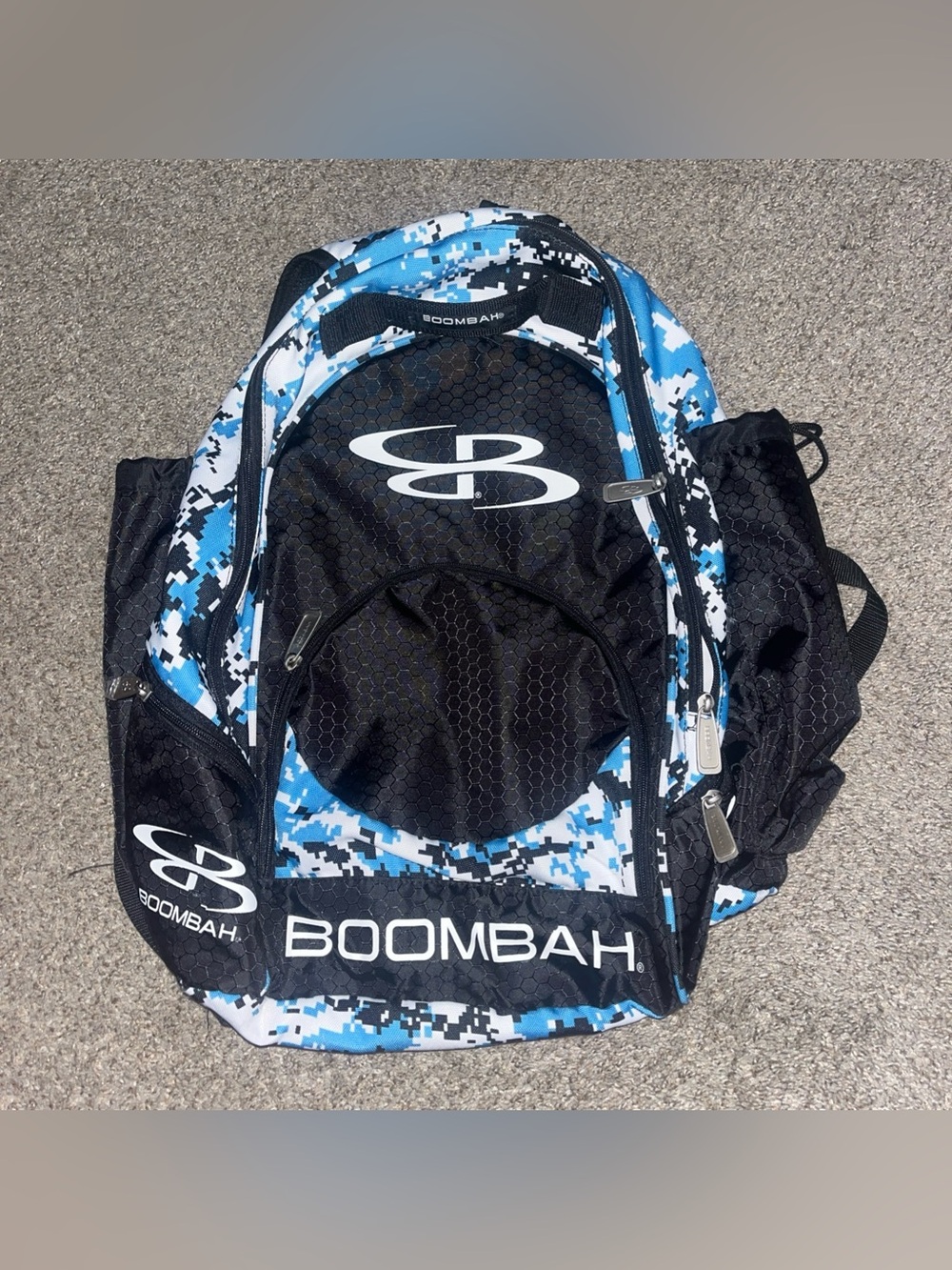 Boombah Equipment Backpack Baseball Softball Bat Compartment Blue White Black